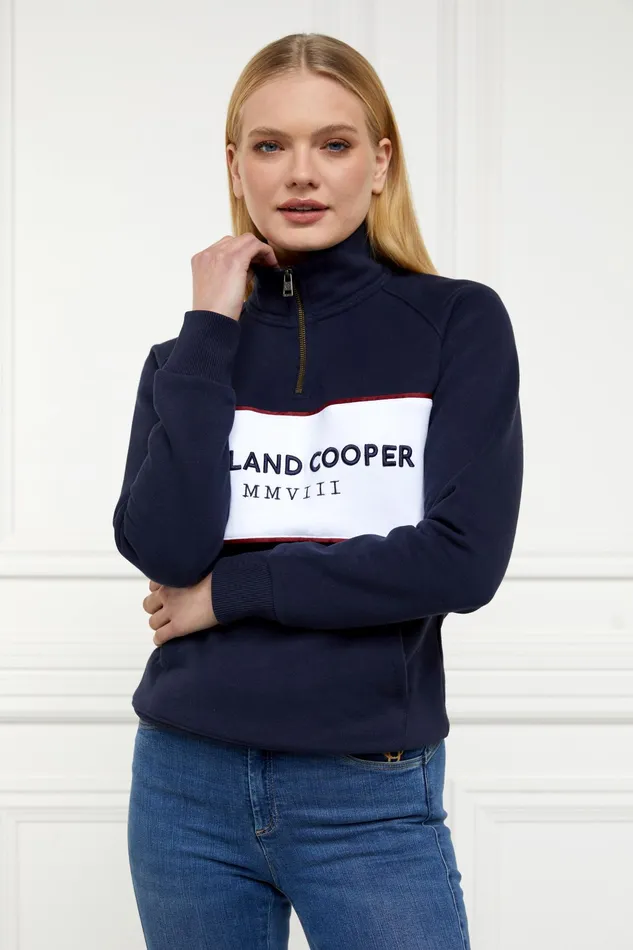 Holland Cooper Sporting Heritage Zip Henley Ink Navy Women Henley Holland Cooper Sporting Heritage Zip Henley Ink Navy Women Henley