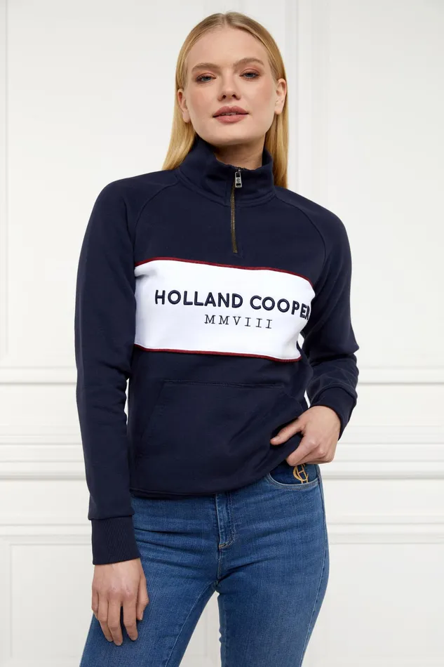 Holland Cooper Sporting Heritage Zip Henley Ink Navy Women Henley Holland Cooper Sporting Heritage Zip Henley Ink Navy Women Henley