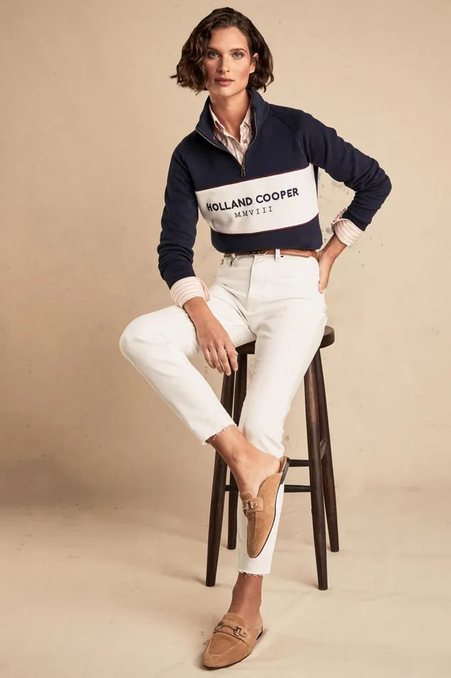 Holland Cooper Sporting Heritage Zip Henley Ink Navy Women Henley Holland Cooper Sporting Heritage Zip Henley Ink Navy Women Henley