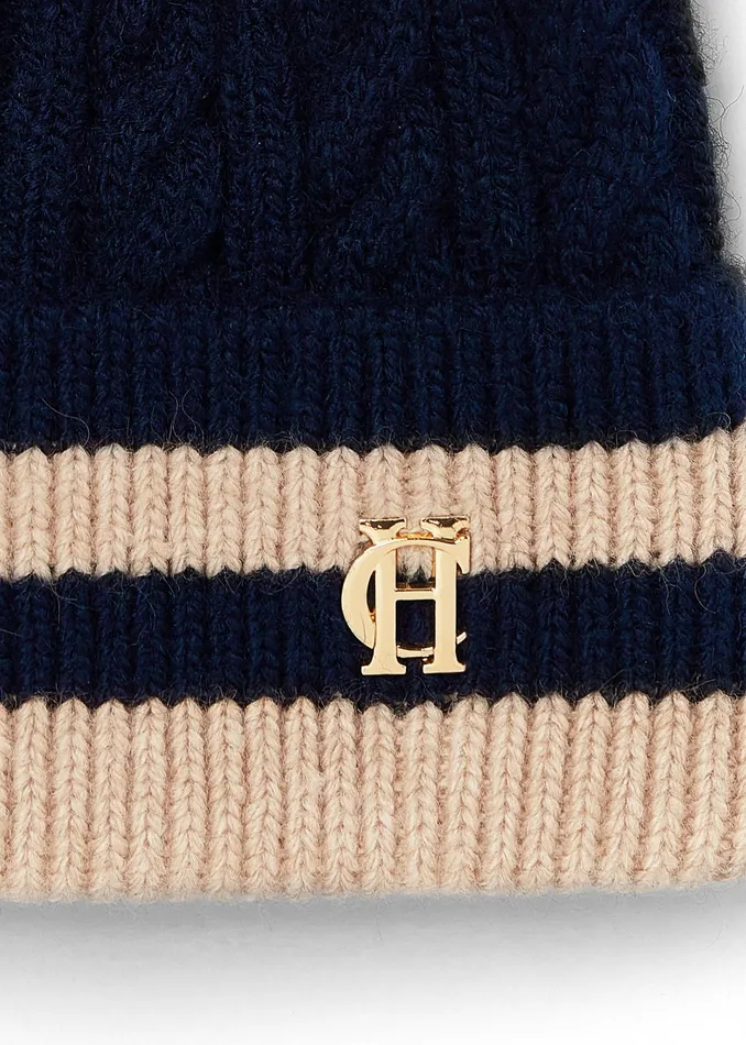 Holland Cooper Zoe Bobble Hat Ink Navy Stripe Women Hats and Headbands Holland Cooper Zoe Bobble Hat Ink Navy Stripe Women Hats and Headbands