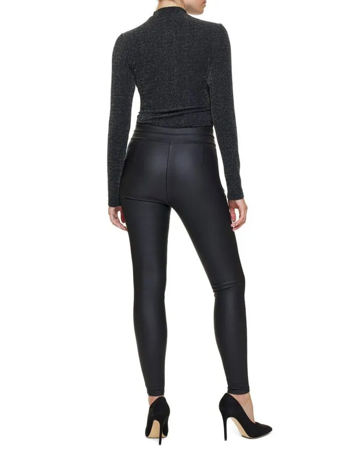 Hue HiRise Coated Denim Legging Black Women Denim