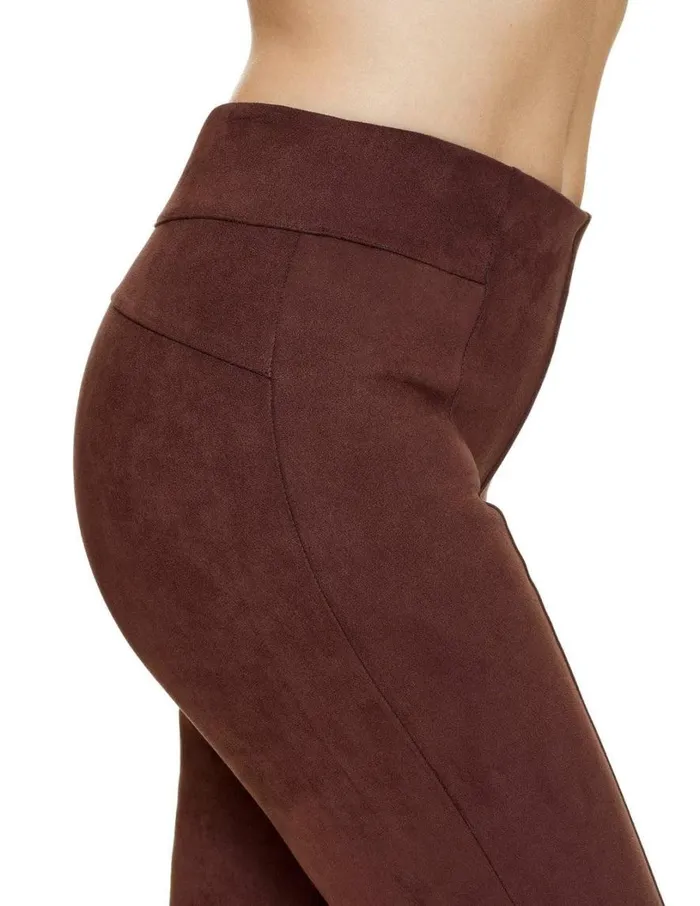 Hue HiRise Suede Straight Leg Legging Chocolate Torte Women Faux Leather and Suede
