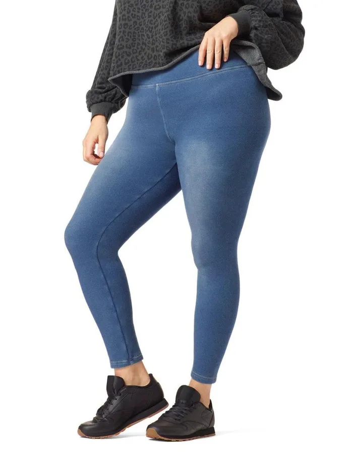 Hue Plush Lined Denim Legging Medium Wash Women Skinny
