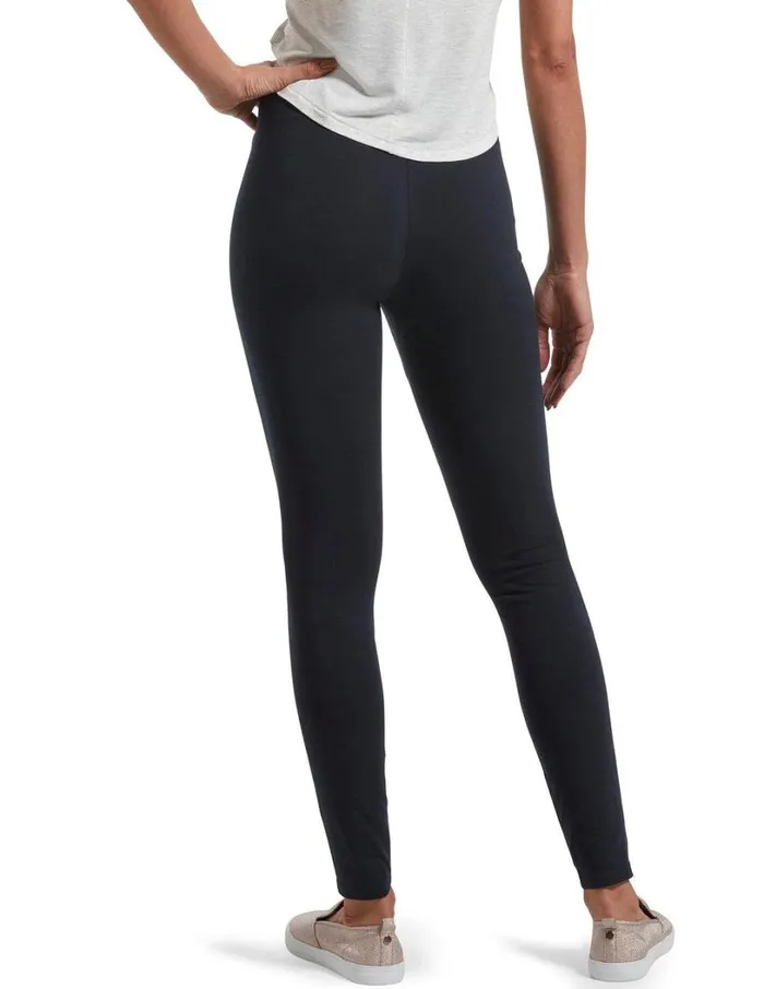 Hue Travel Wide Waistband Cotton High Waist Leggings Navy Women Cotton