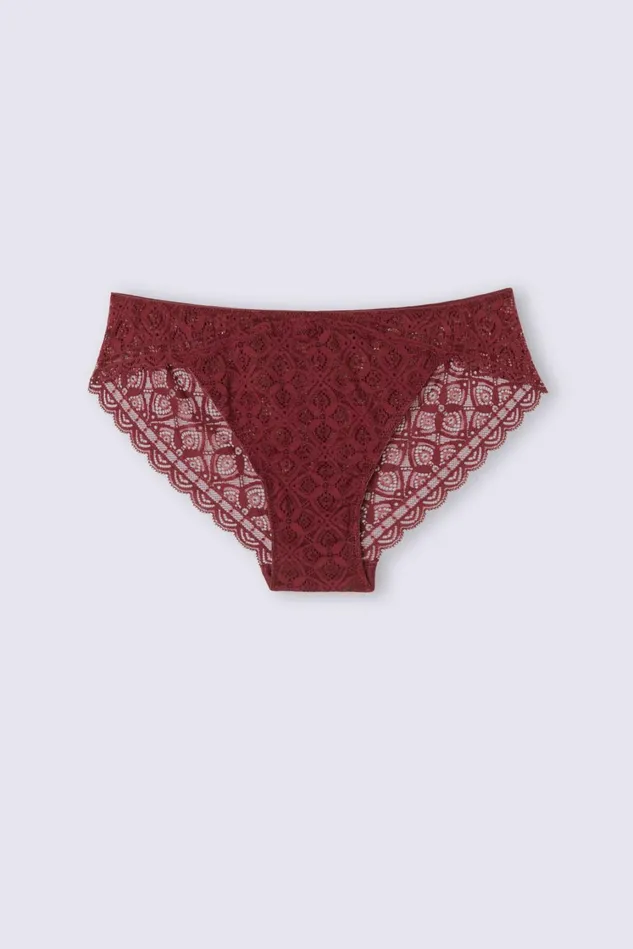 Intimissimi Bikini Panties Women Low Rise Lace Panties Burgundy 653j 8211 Folk Red