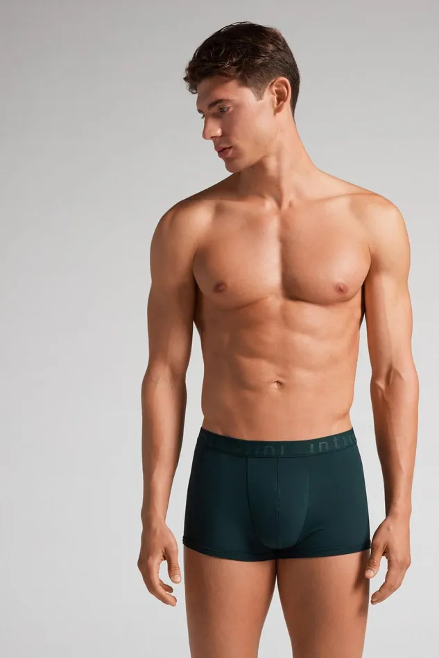 Intimissimi Boxers Men Microfiber Logo Boxer Shorts Green 132j 8211 Verde Scuro