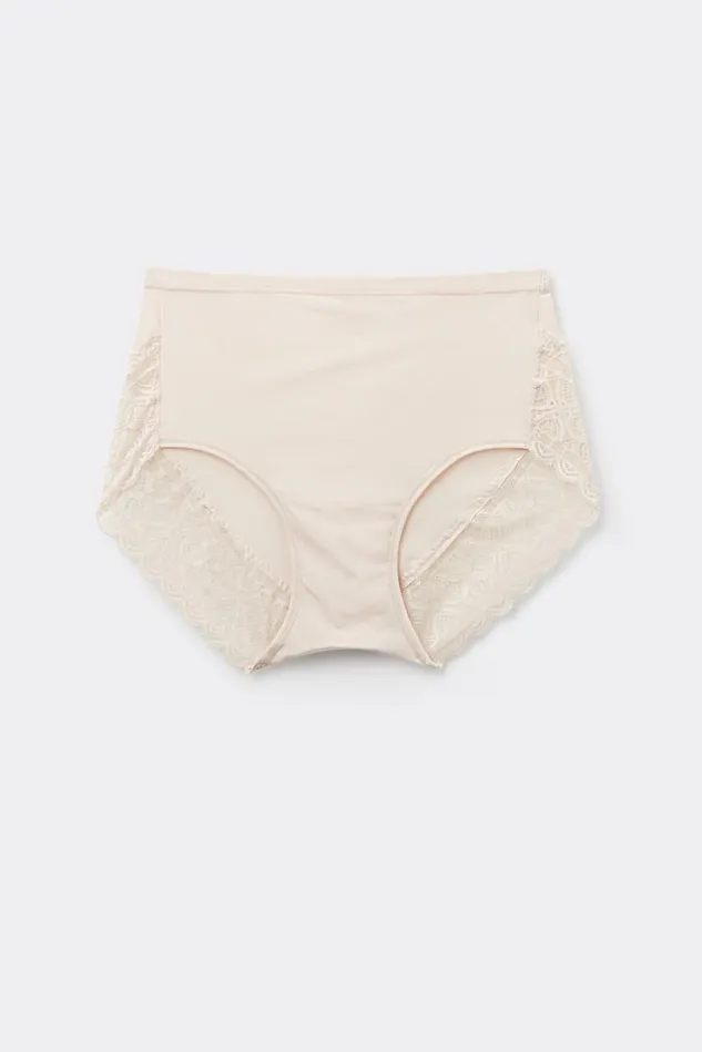 Intimissimi Boyshorts and Hipsters Women High Waist Panties In Ultralight Microfiber With Lace Natural 2280 8211 Avorio Crema