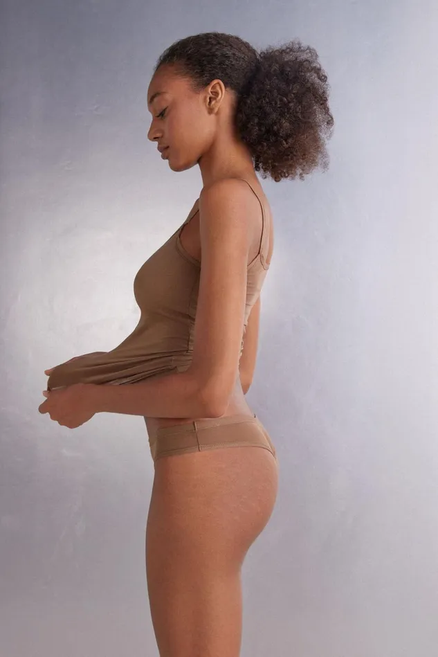 Intimissimi Brazilian Cut Women Ultralight Cotton Brazilian Natural 502i 8211 Caramel