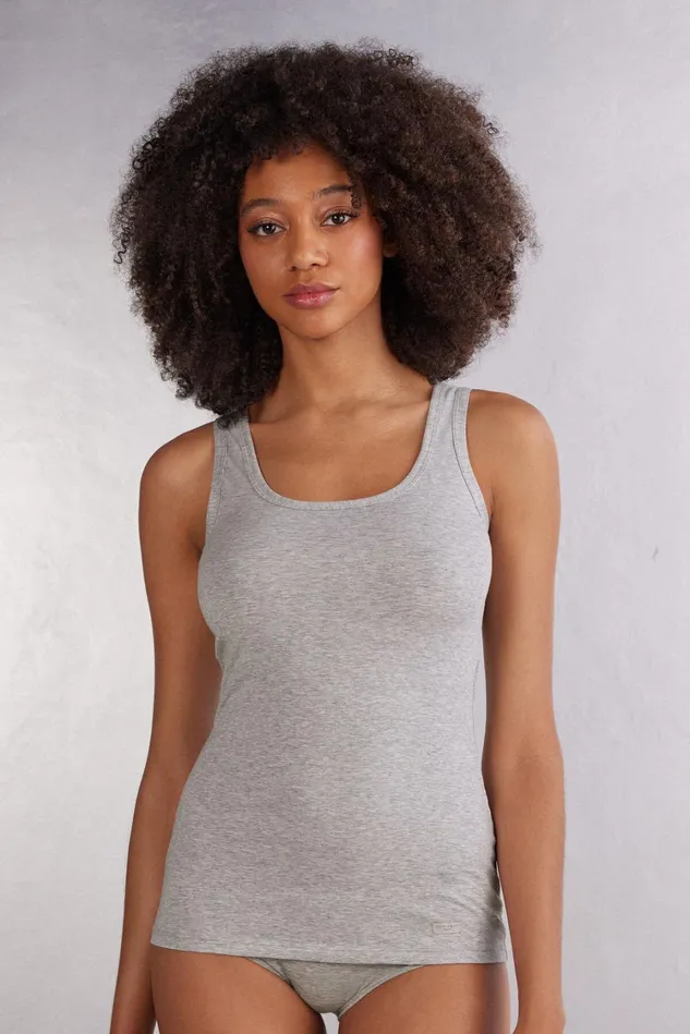 Intimissimi Camisoles Tank Tops Women Cotton Tank Top Grey 031 8211 Light Heathered Grey Intimissimi Camisoles Tank Tops Women Cotton Tank Top Grey 031 8211 Light Heathered Grey