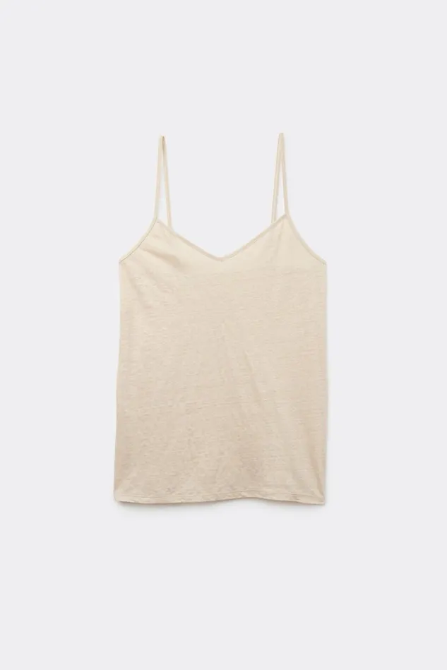 Intimissimi Camisoles Tank Tops Women Linen VNeck Top Natural 913i 8211 Rope Beige