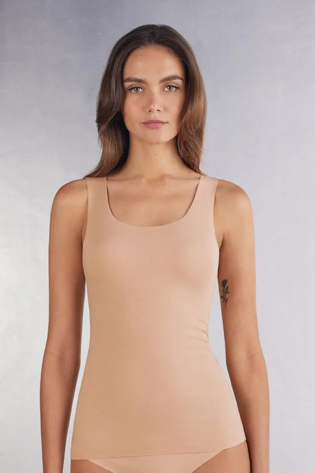 Intimissimi Camisoles Tank Tops Women Raw Edge Round Neck Cotton Tank Top Natural 044 8211 Honey Soft Beige Intimissimi Camisoles Tank Tops Women Raw Edge Round Neck Cotton Tank Top Natural 044 8211 Honey Soft Beige