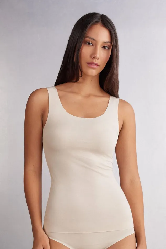 Intimissimi Camisoles Tank Tops Women Raw Edge Round Neck Cotton Tank Top Natural 2280 8211 Avorio Crema Intimissimi Camisoles Tank Tops Women Raw Edge Round Neck Cotton Tank Top Natural 2280 8211 Avorio Crema