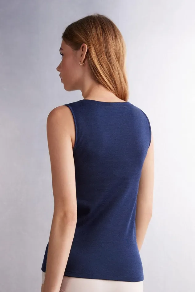 Intimissimi Camisoles Tank Tops Women Wool and Cotton Tank Top Blue 1467 8211 Intense Blue
