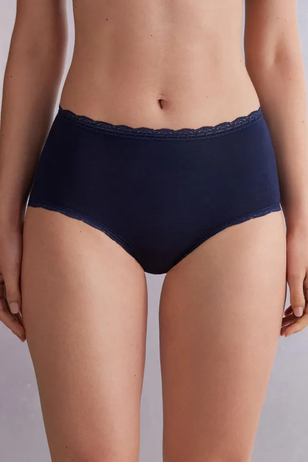 Intimissimi HighWaisted Briefs Women High Rise Cotton And Lace Hipsters Blue 1467 8211 Intense Blue Intimissimi HighWaisted Briefs Women High Rise Cotton And Lace Hipsters Blue 1467 8211 Intense Blue