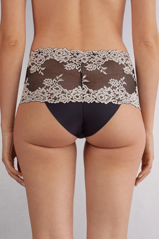 Intimissimi HighWaisted Briefs Women Pretty Flowers Hipster Brazilian Multicolor 9887 8211 Blackivory