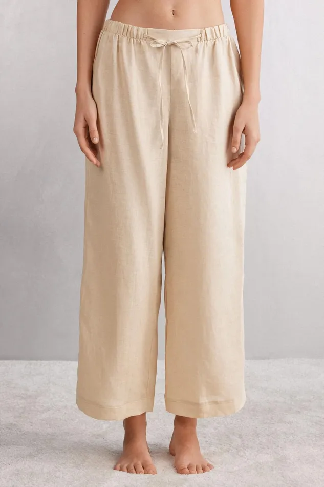 Intimissimi Leggings Pants Women Full Length Linen Cloth Pants With Drawstring Natural 913i 8211 Rope Beige Intimissimi Leggings Pants Women Full Length Linen Cloth Pants With Drawstring Natural 913i 8211 Rope Beige