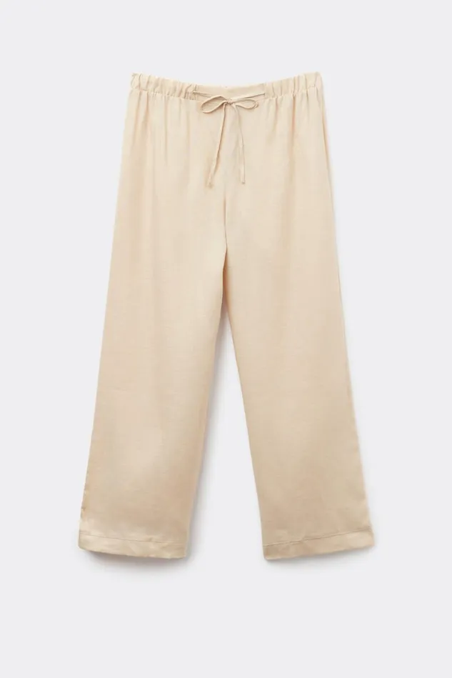 Intimissimi Leggings Pants Women Full Length Linen Cloth Pants With Drawstring Natural 913i 8211 Rope Beige