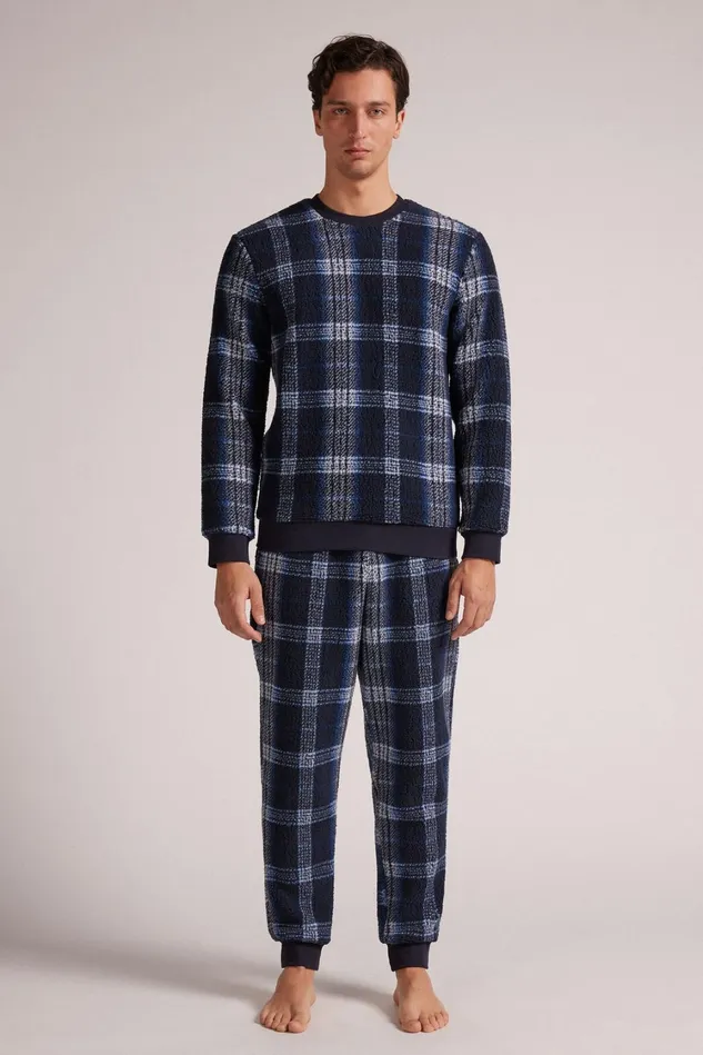 Intimissimi Long Pajamas Men Blue Tartan Polar Fleece Full Length Pajamas Blue 714j 8211 Blu Notte Check Azzurro Intimissimi Long Pajamas Men Blue Tartan Polar Fleece Full Length Pajamas Blue 714j 8211 Blu Notte Check Azzurro