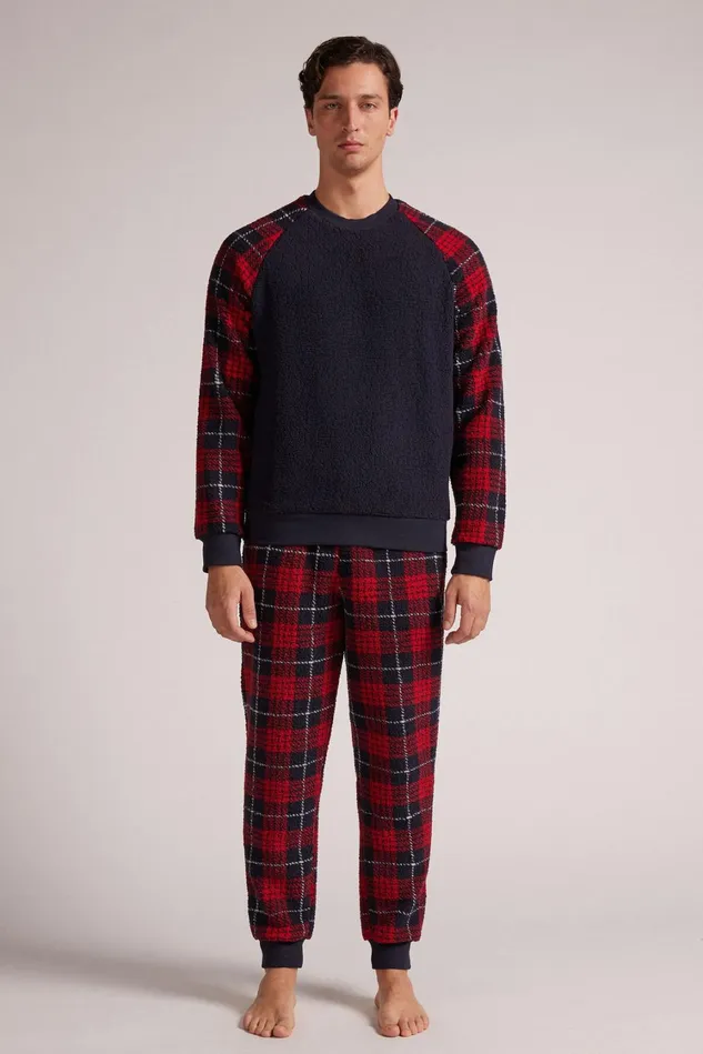 Intimissimi Long Pajamas Men Red Tartan Polar Fleece Full Length Pajamas Blue 754j 8211 Stampa Tartan Rosso Intimissimi Long Pajamas Men Red Tartan Polar Fleece Full Length Pajamas Blue 754j 8211 Stampa Tartan Rosso