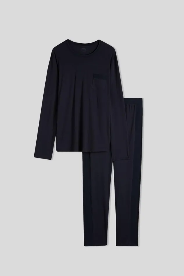 Intimissimi Long Pajamas Men Superior Cotton Full Length Pajamas Blue 800 8211 Blu Notte
