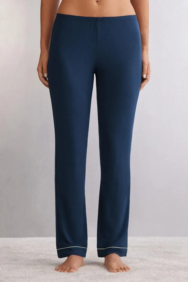 Intimissimi Long Pajamas Women Long Micromodal Trousers Blue 1467 8211 Intense Blue