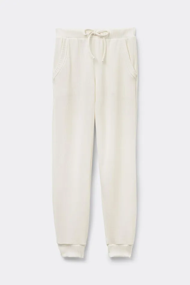 Intimissimi Long Pajamas Women Royal Elegance Ribbed Pants White 730i 8211 Cream