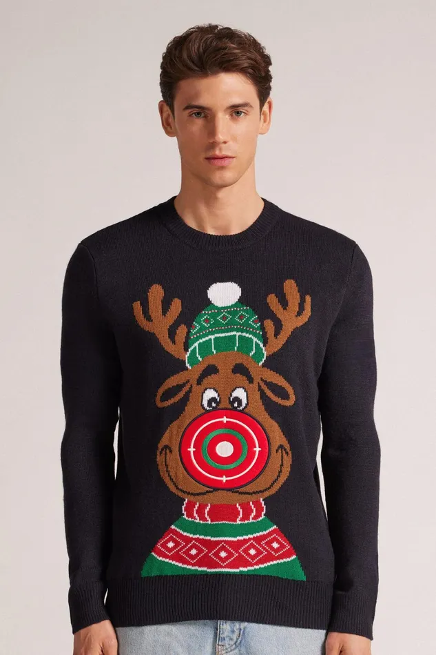 Intimissimi Long Sleeve Tops Men Christmas Reindeer Sweatshirt With Target Blue 800 8211 Blu Notte Intimissimi Long Sleeve Tops Men Christmas Reindeer Sweatshirt With Target Blue 800 8211 Blu Notte