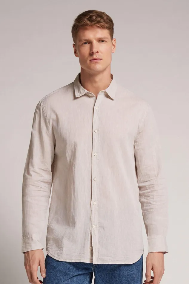 Intimissimi Long Sleeve Tops Men Linen And Cotton Shirt Natural 917i 8211 Linen White Intimissimi Long Sleeve Tops Men Linen And Cotton Shirt Natural 917i 8211 Linen White