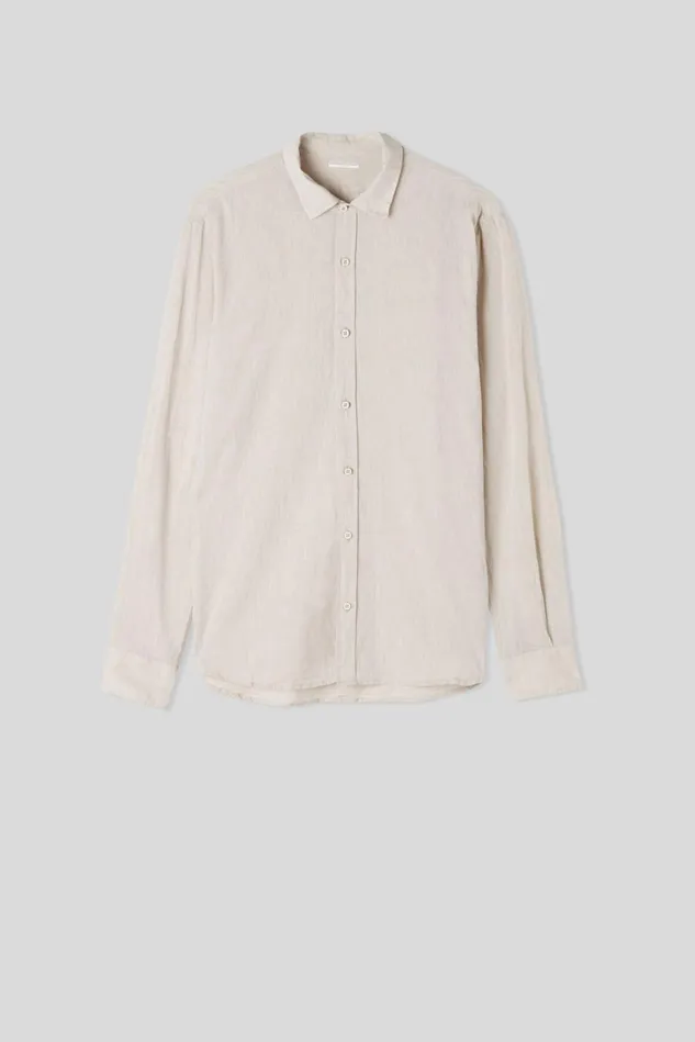 Intimissimi Long Sleeve Tops Men Linen And Cotton Shirt Natural 917i 8211 Linen White