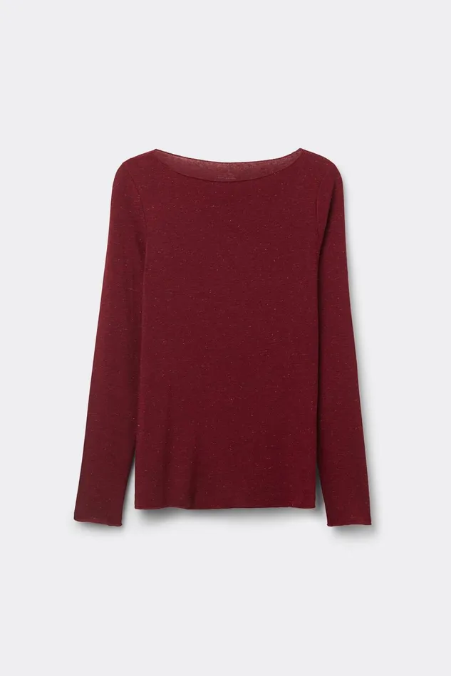 Intimissimi Long Sleeve Tops Women Crewneck Top In Modal Light With Cashmere Lam Burgundy 786j 8211 Rosso Lamegrave