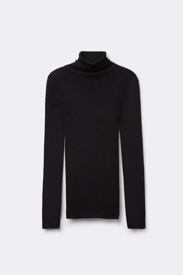 Intimissimi Long Sleeve Tops Women LongSleeve HighNeck Tubular Top In Wool And Silk Black 019 8211 Black