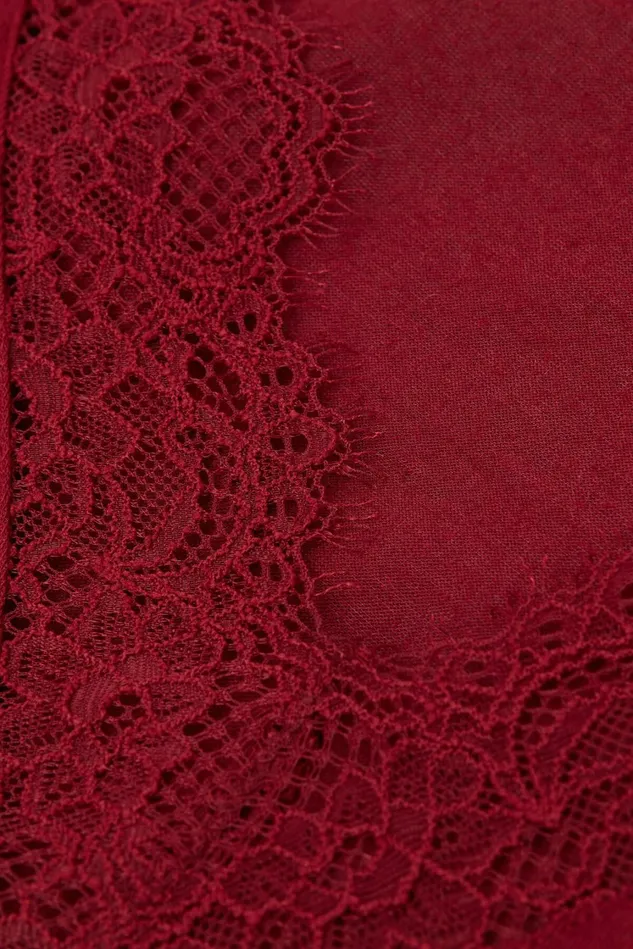 Intimissimi Long Sleeve Tops Women Modal Cashmere Ultralight Long Lace Shirt Red 770j 8211 Vamp Red