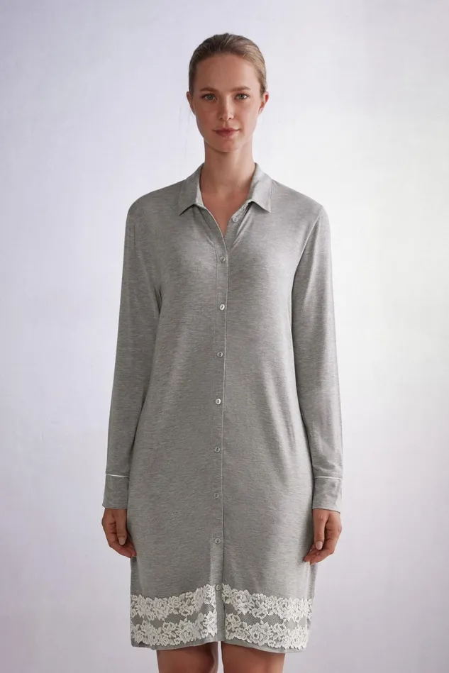 Intimissimi Nightdresses Women Pretty Flower Open Front Nightshirt Grey 329j 8211 Grey Heatherpowder White Intimissimi Nightdresses Women Pretty Flower Open Front Nightshirt Grey 329j 8211 Grey Heatherpowder White