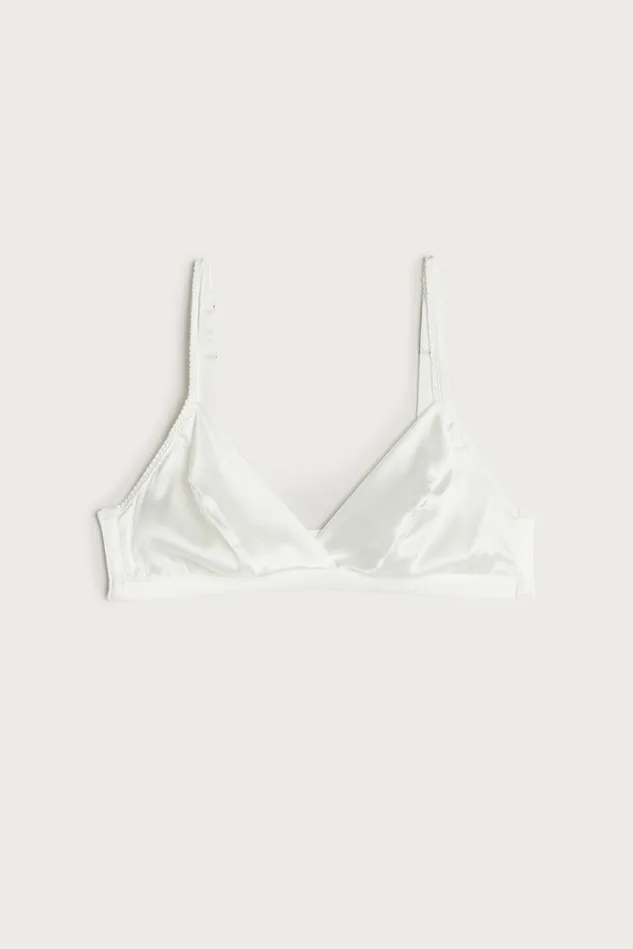 Intimissimi NonPadded Women Emma Refined Everyday Bralette Triangle Bra In Silk Ivory 2127 8211 Talc White