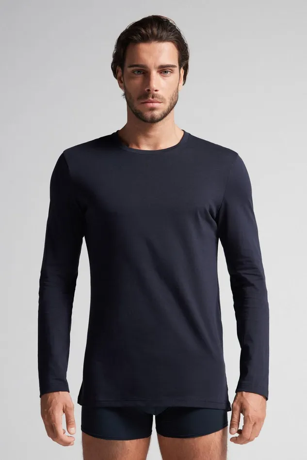 Intimissimi Pajama Separates Men Superior Cotton Long Sleeve Top Blue 800 8211 Blu Notte Intimissimi Pajama Separates Men Superior Cotton Long Sleeve Top Blue 800 8211 Blu Notte