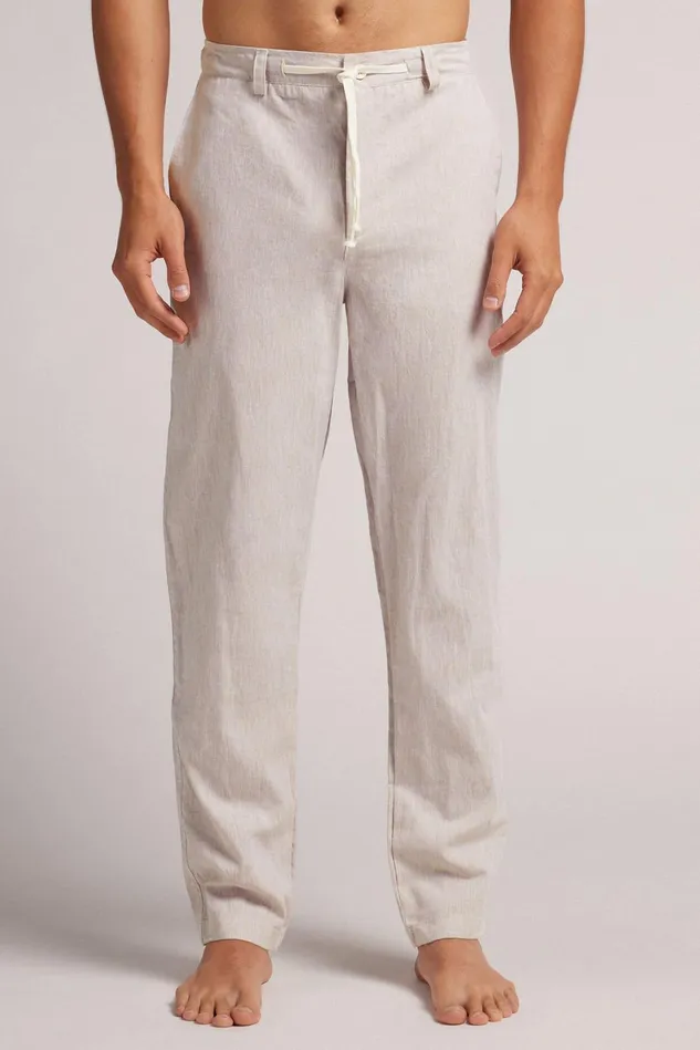 Intimissimi Pants Men Full Length Linen And Cotton Pants Natural 917i 8211 Linen White Intimissimi Pants Men Full Length Linen And Cotton Pants Natural 917i 8211 Linen White