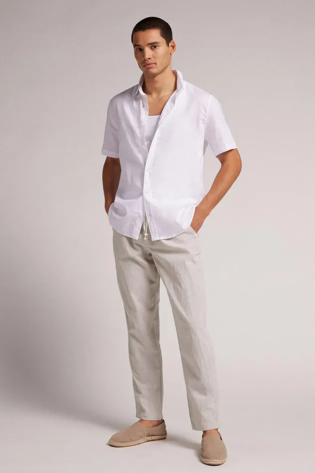 Intimissimi Pants Men Full Length Linen And Cotton Pants Natural 917i 8211 Linen White