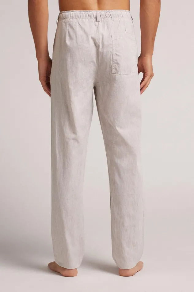 Intimissimi Pants Men Full Length Linen And Cotton Pants Natural 917i 8211 Linen White