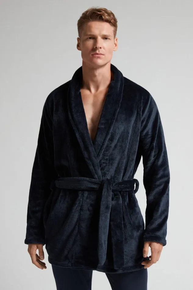 Intimissimi Robes Men Fleece Robe Blue 800 8211 Blu Notte