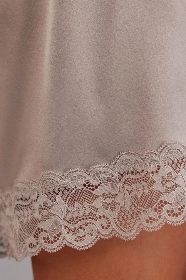 Intimissimi Short Pajamas Women Lace Trim Silk Shorts Natural 651i 8211 Powder Beige