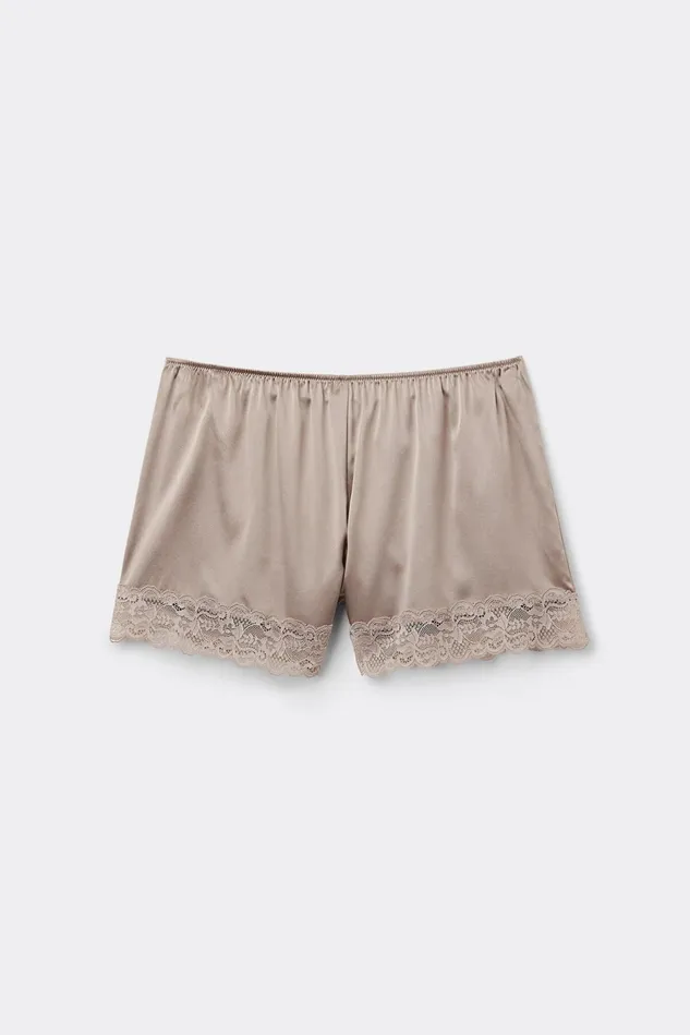 Intimissimi Short Pajamas Women Lace Trim Silk Shorts Natural 651i 8211 Powder Beige