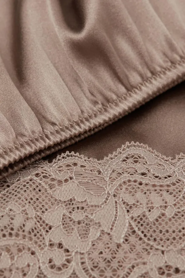 Intimissimi Short Pajamas Women Lace Trim Silk Shorts Natural 651i 8211 Powder Beige