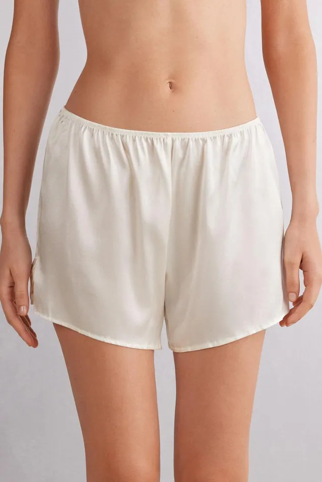Intimissimi Short Pajamas Women Silk Shorts Ivory 2127 8211 Talc White