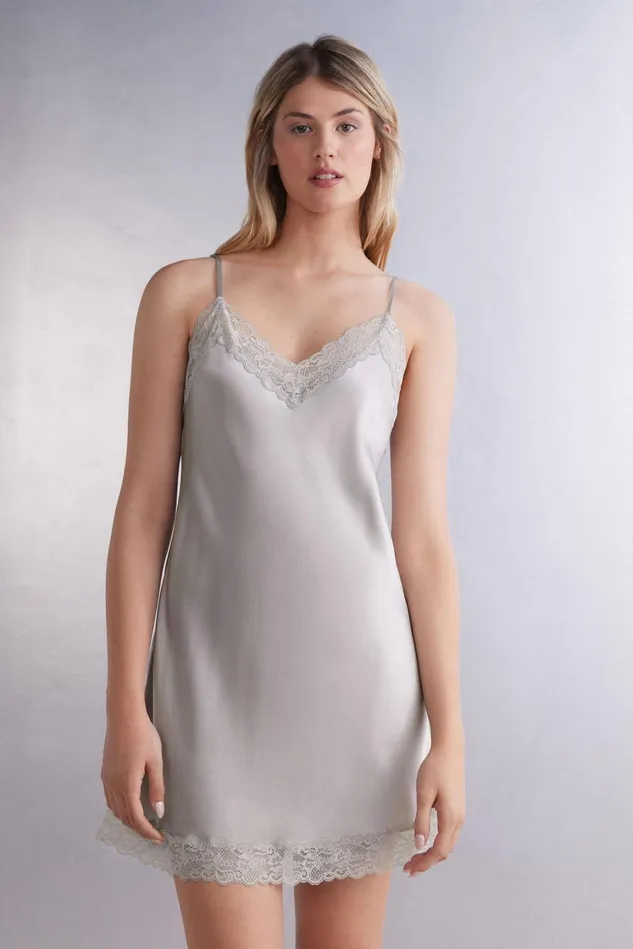 Intimissimi Slips Babydolls Women Silk Slip With Lace Insert Detail Pale Grey 347j 8211 Ice Grey Intimissimi Slips Babydolls Women Silk Slip With Lace Insert Detail Pale Grey 347j 8211 Ice Grey