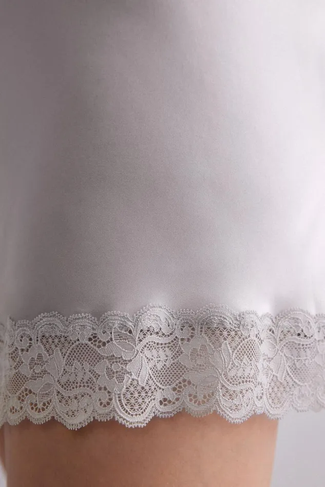 Intimissimi Slips Babydolls Women Silk Slip With Lace Insert Detail Pale Grey 347j 8211 Ice Grey