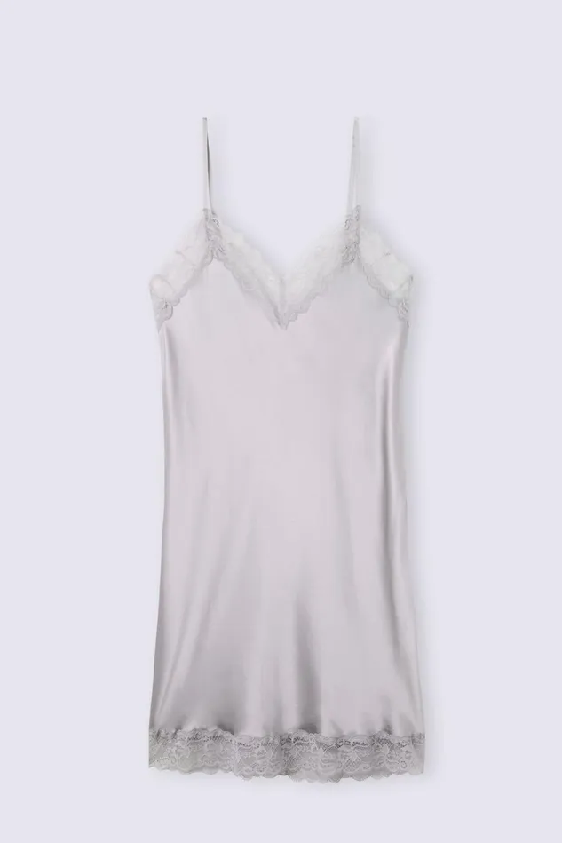 Intimissimi Slips Babydolls Women Silk Slip With Lace Insert Detail Pale Grey 347j 8211 Ice Grey