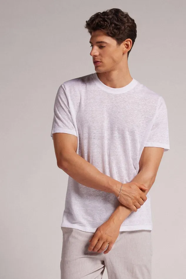 Intimissimi TShirts Polos Men Linen TShirt White 001 8211 White