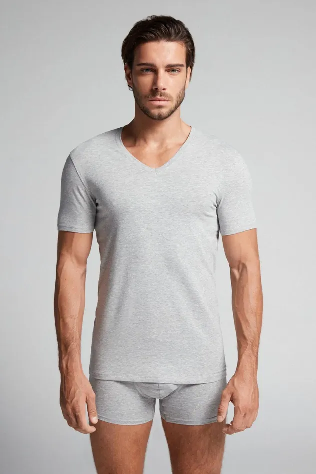 Intimissimi TShirts Polos Men Stretch Superior Cotton VNeck TShirt Grey 031 8211 Light Heathered Grey Intimissimi TShirts Polos Men Stretch Superior Cotton VNeck TShirt Grey 031 8211 Light Heathered Grey