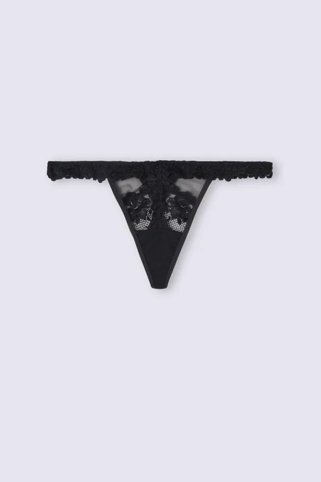 Intimissimi Thongs GStrings Women Pretty Flowers String Thong Black 019 8211 Black