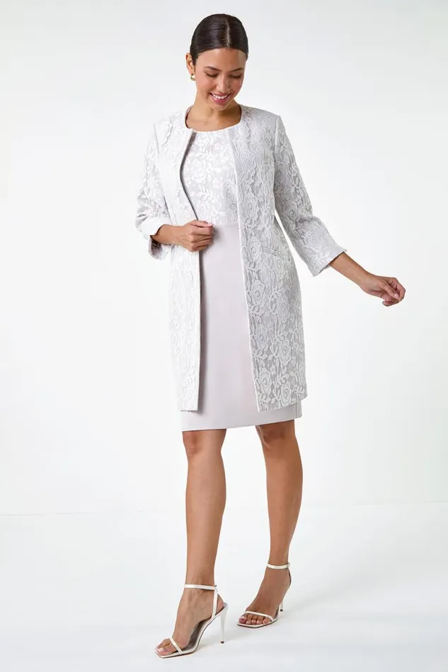 Ivory Lace Bodice Shift Dress Women Roman Dresses